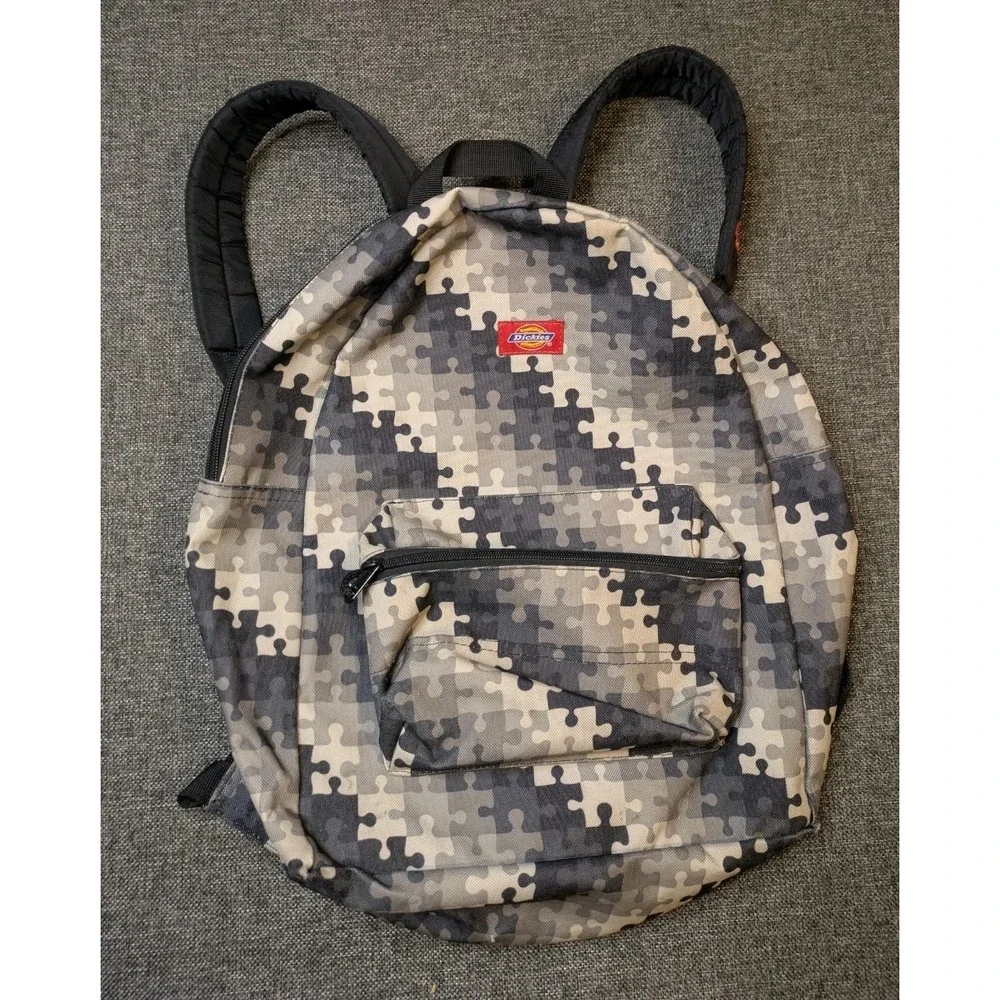 Dickies Abstract Puzzle Piece Backpack Gray School Book Carry Bag Unisex